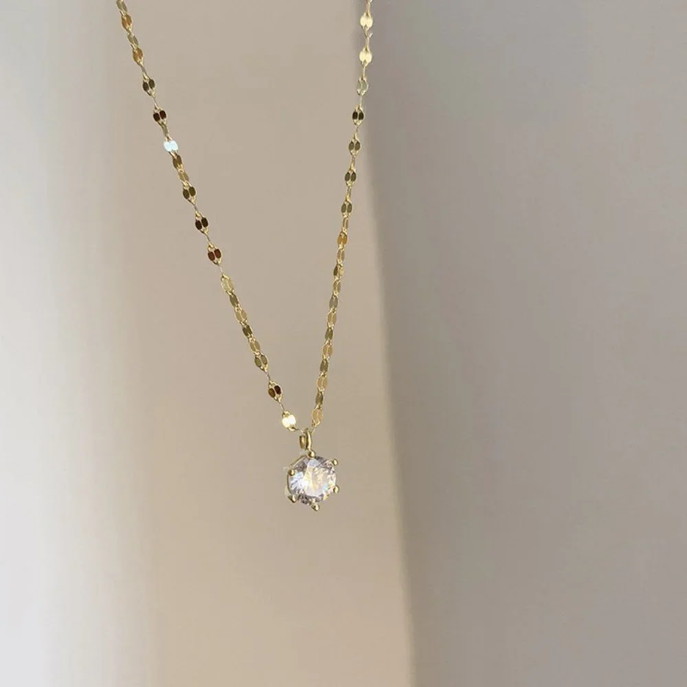 #NEW 925 Sterling Silver 2CT Solitaire Diamond Necklace